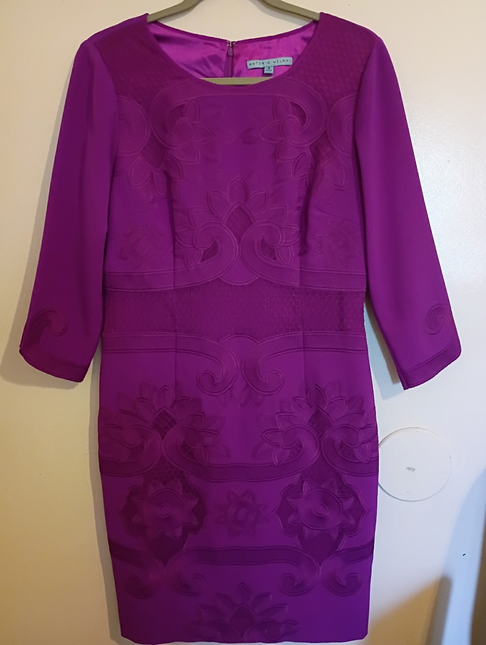 Antonio Melani Women's‎ Plum Embroidered Sheath Dress Sz 8
